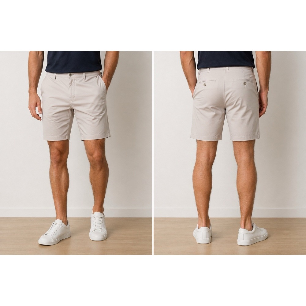 Johnnie-O Shorts Mens 38 Beige Khaki Performance Golf Casual Stretch Flat Front - Picture 6 of 6